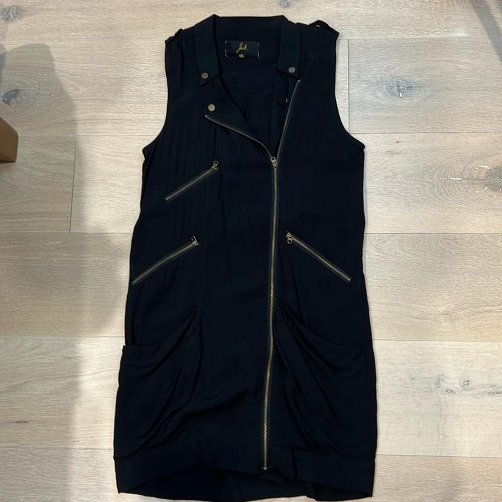 Black edgy dress with zippers.